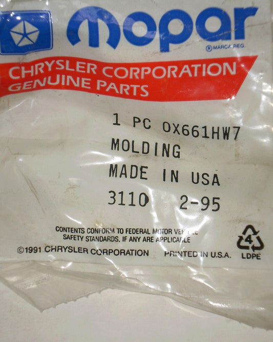 1989 1995 Spirit/ Acclaim Le Baron Left Front Fender Molding Trim, OEM NEW NOS