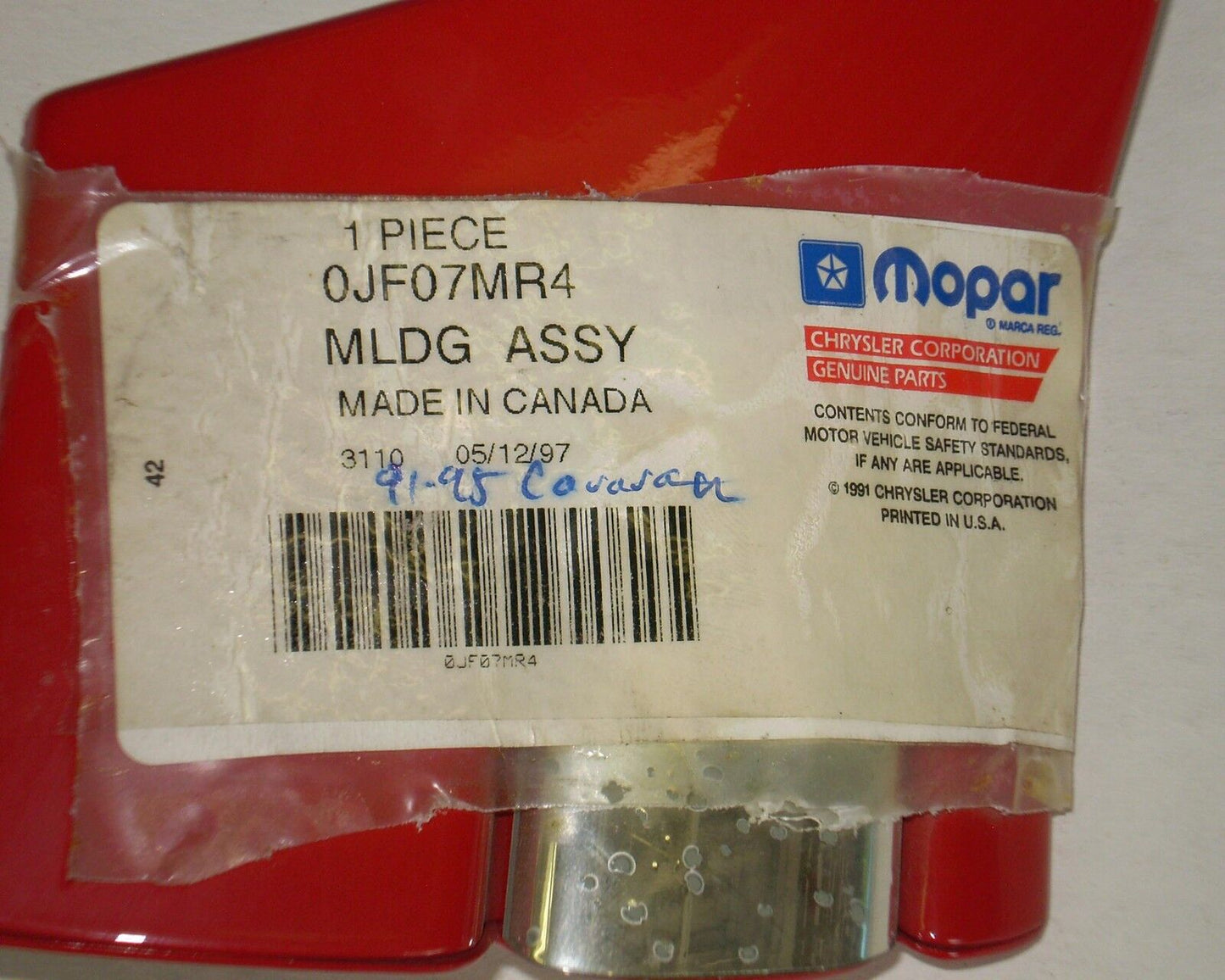 1989 1995 Caravan Voyager Town & Country Front Fender Molding Trim OEM-NEW-NOS