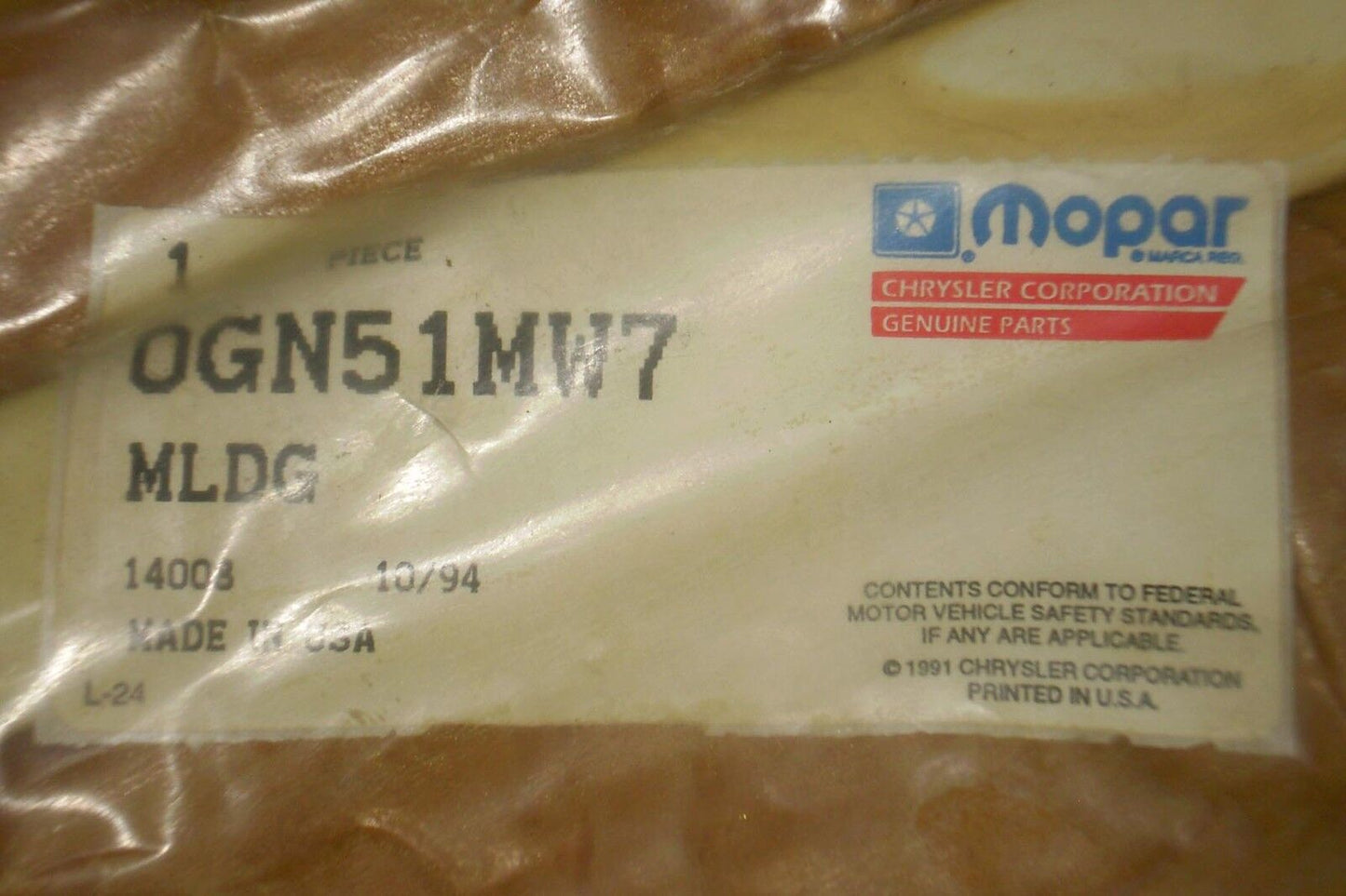 1987 1994 Dodge Shadow Plymouth Sundance Front Fender Molding Trim OEM-NEW-NOS