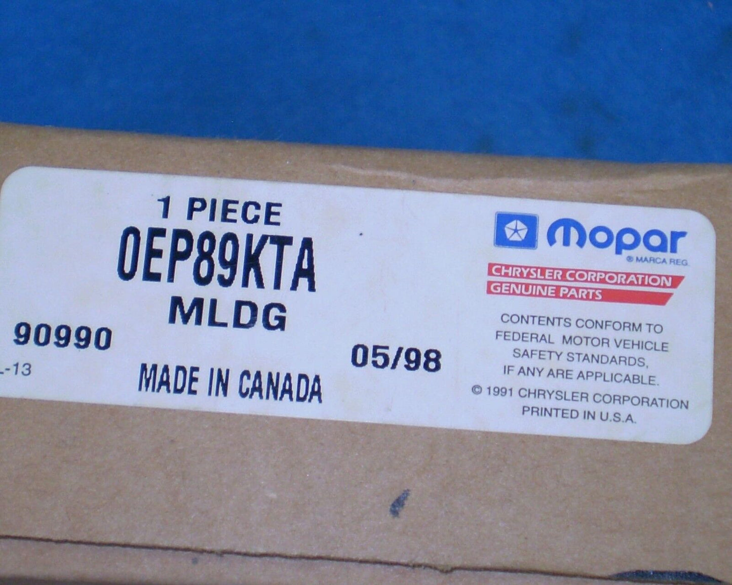 1989 1995 Caravan Voyager Town & Country Front Fender Molding Trim OEM-NEW-NOS